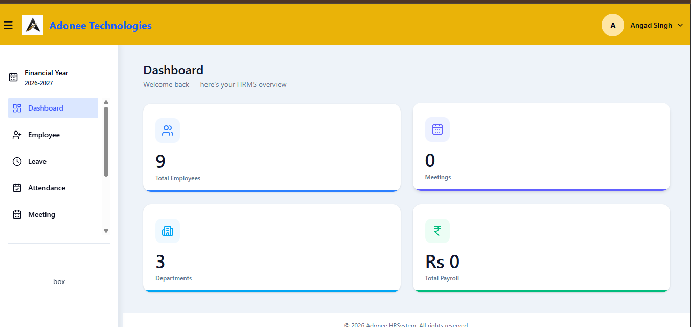 Adonee HRMS dashboard
